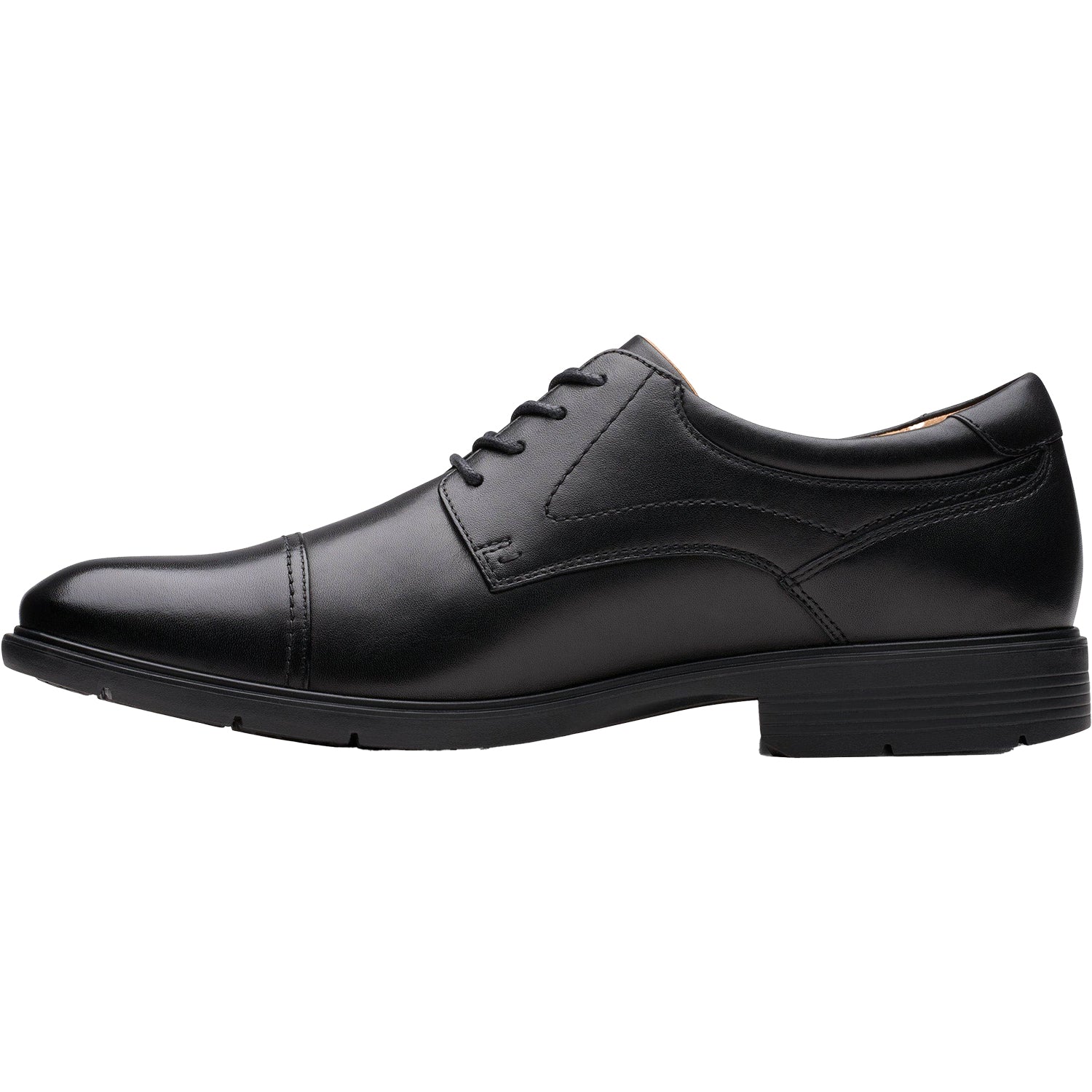 Clarks Eldredge Cap Slip Resistant Men's Dress Shoes Black Leather
