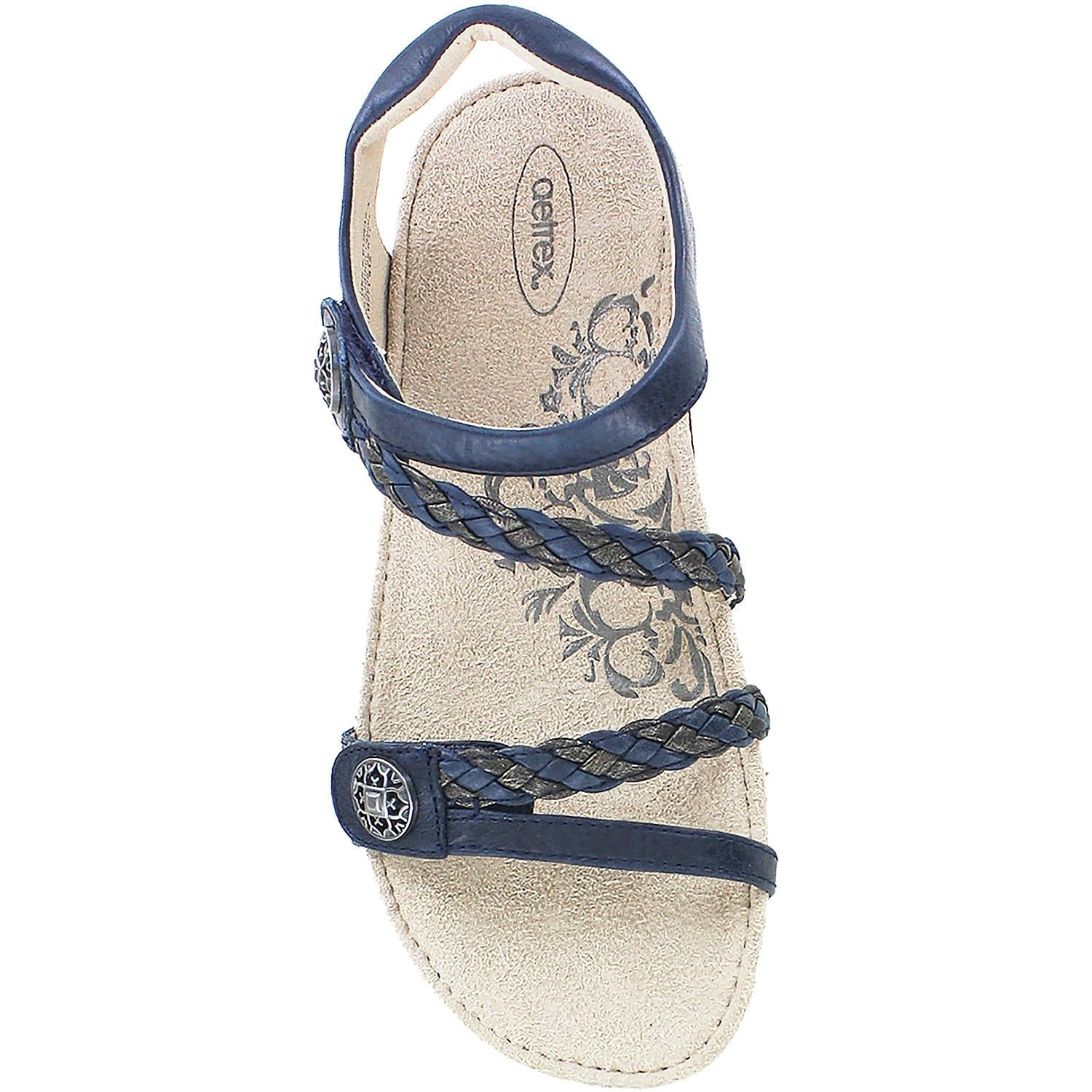 Aetrex Jillian Women's Backstrap Sandals Navy Leather