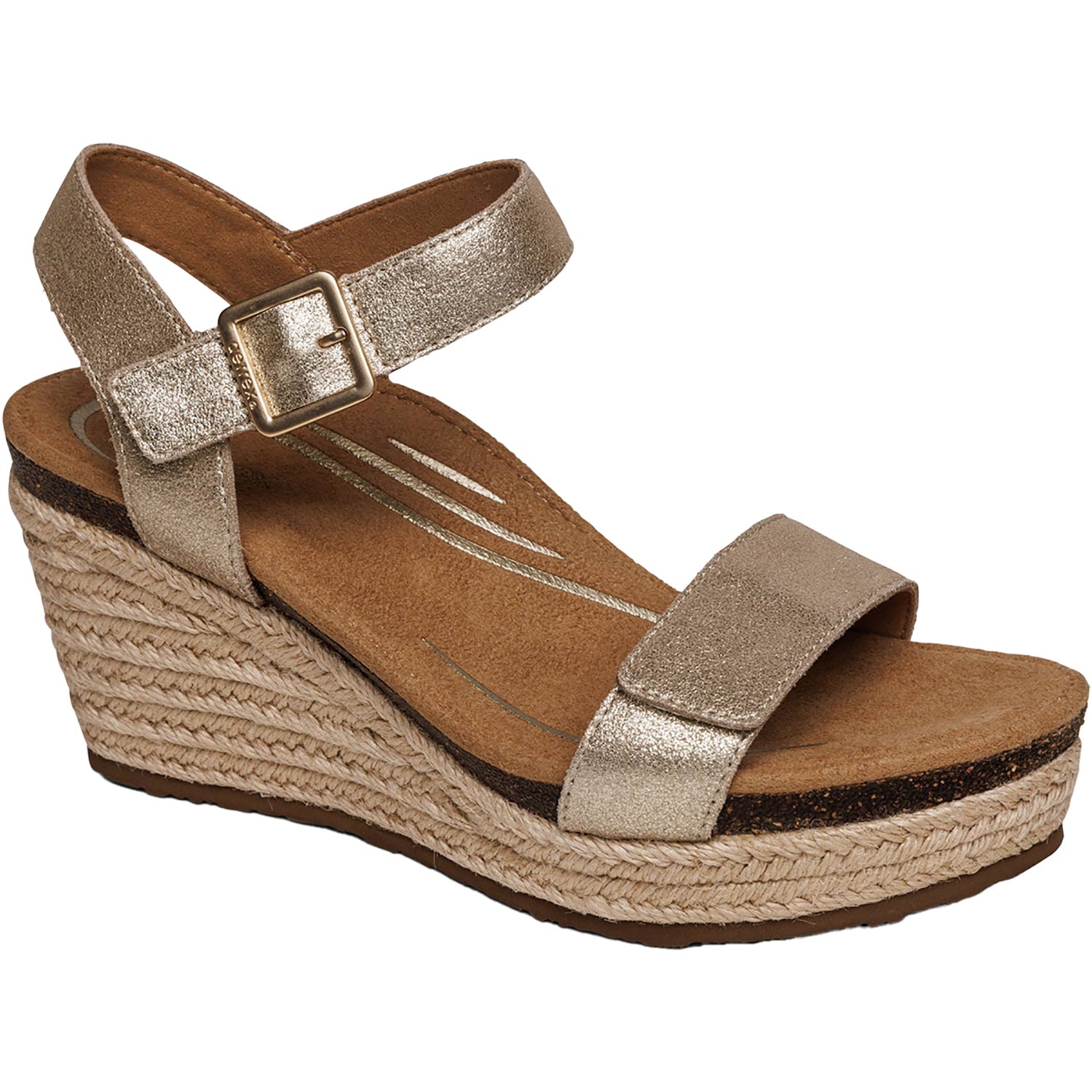Aetrex Sydney Women's Quarter Strap Sandals Champagne Leather