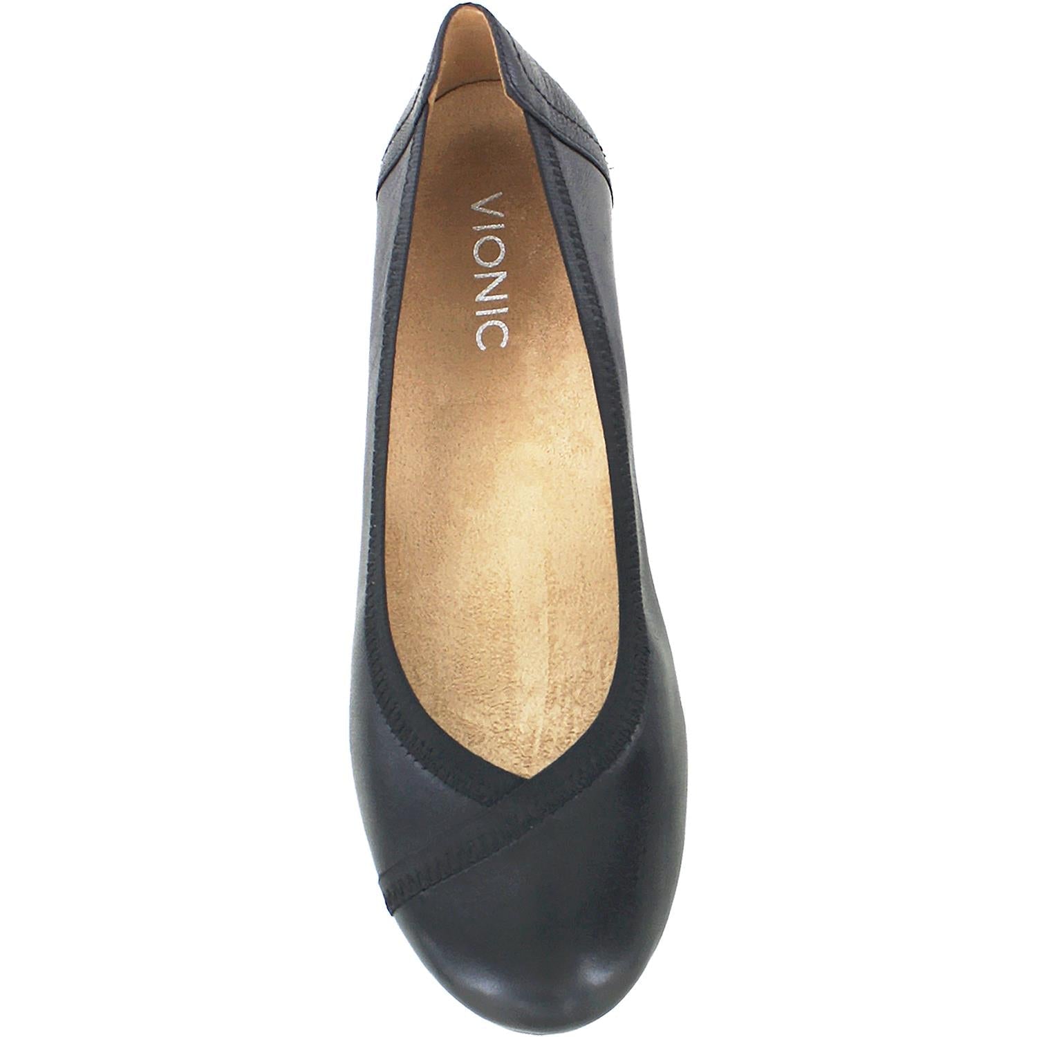 Vionic Caroll Women's Slip On Flats Black Leather