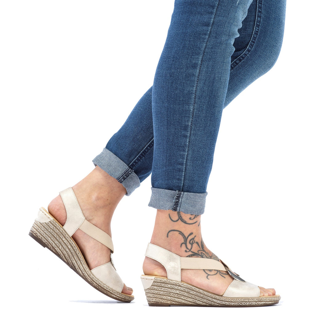 Rieker 624H6-60 Fanni Women's Slingback Sandals Muschel/Cream Synthetic