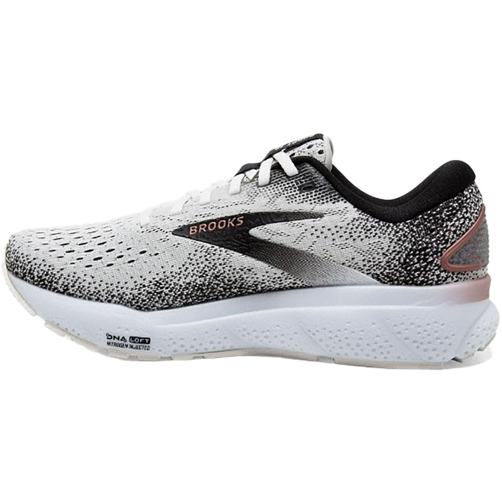 Brooks Ghost 16 (Neutral Support) Women's Athletic Shoes White/Black/Rose Gold Mesh