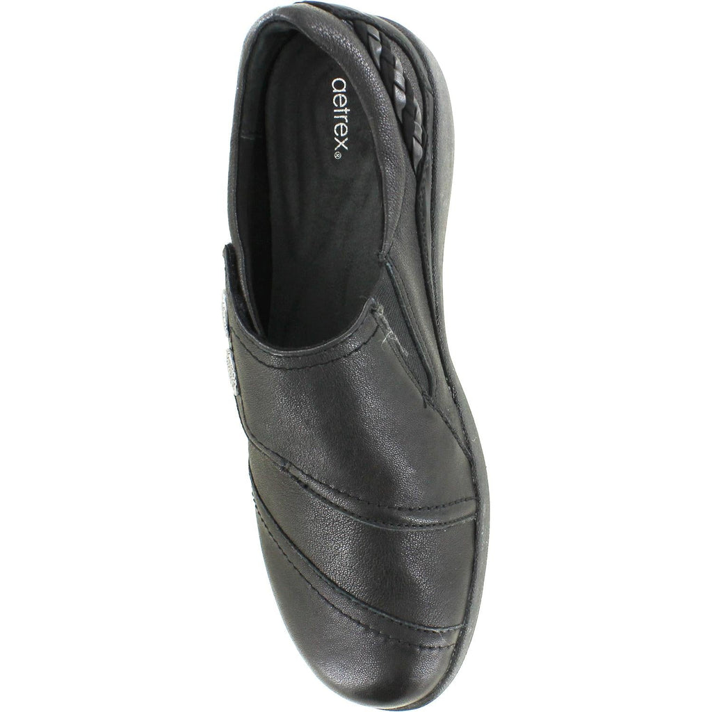 Aetrex Karina Women's Slip On Shoes Black Leather