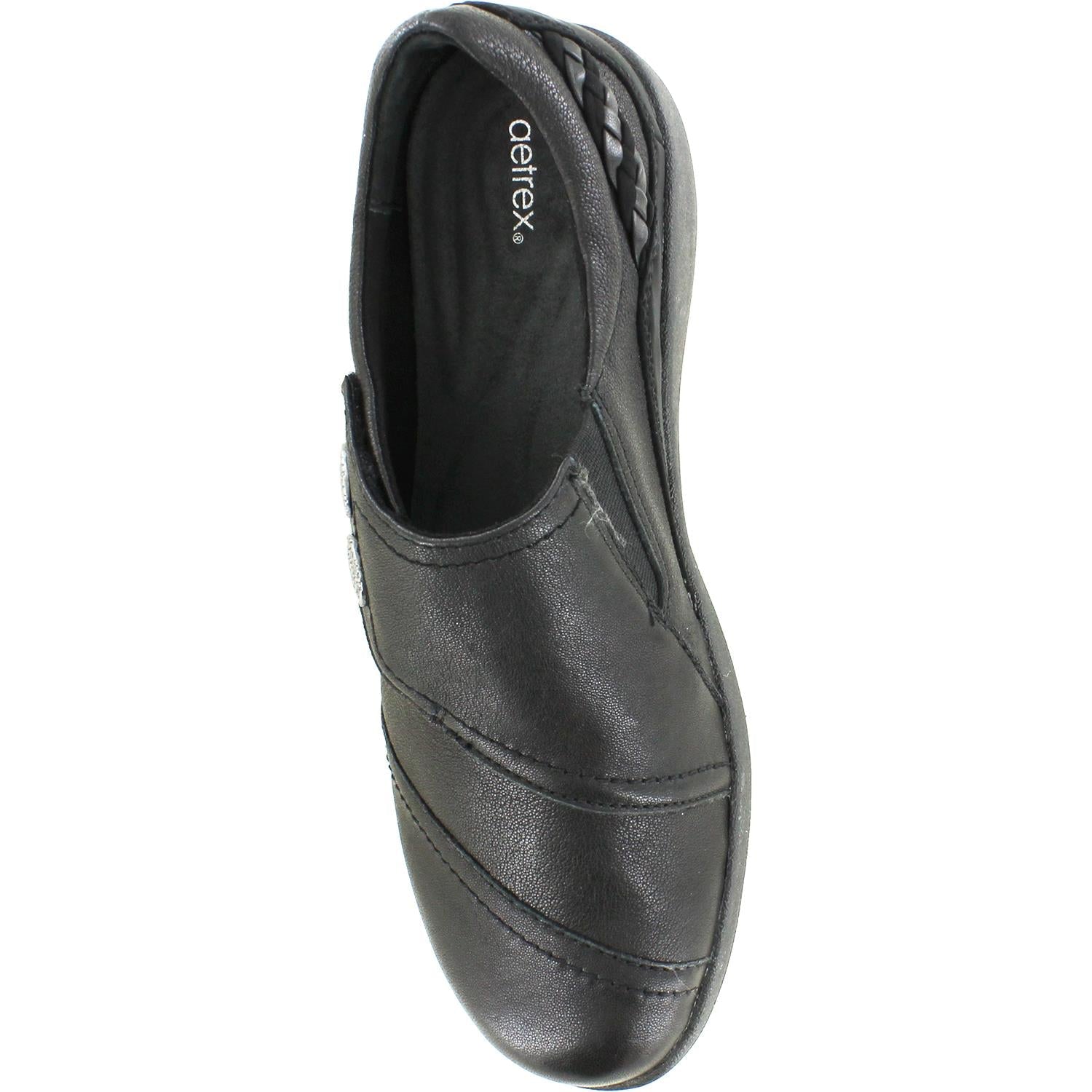 Aetrex Karina Women's Slip On Shoes Black Leather