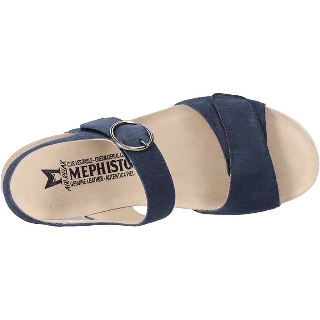 Mephisto Oriana Women's Wedge Sandals Midnight Blue Velvet Leather