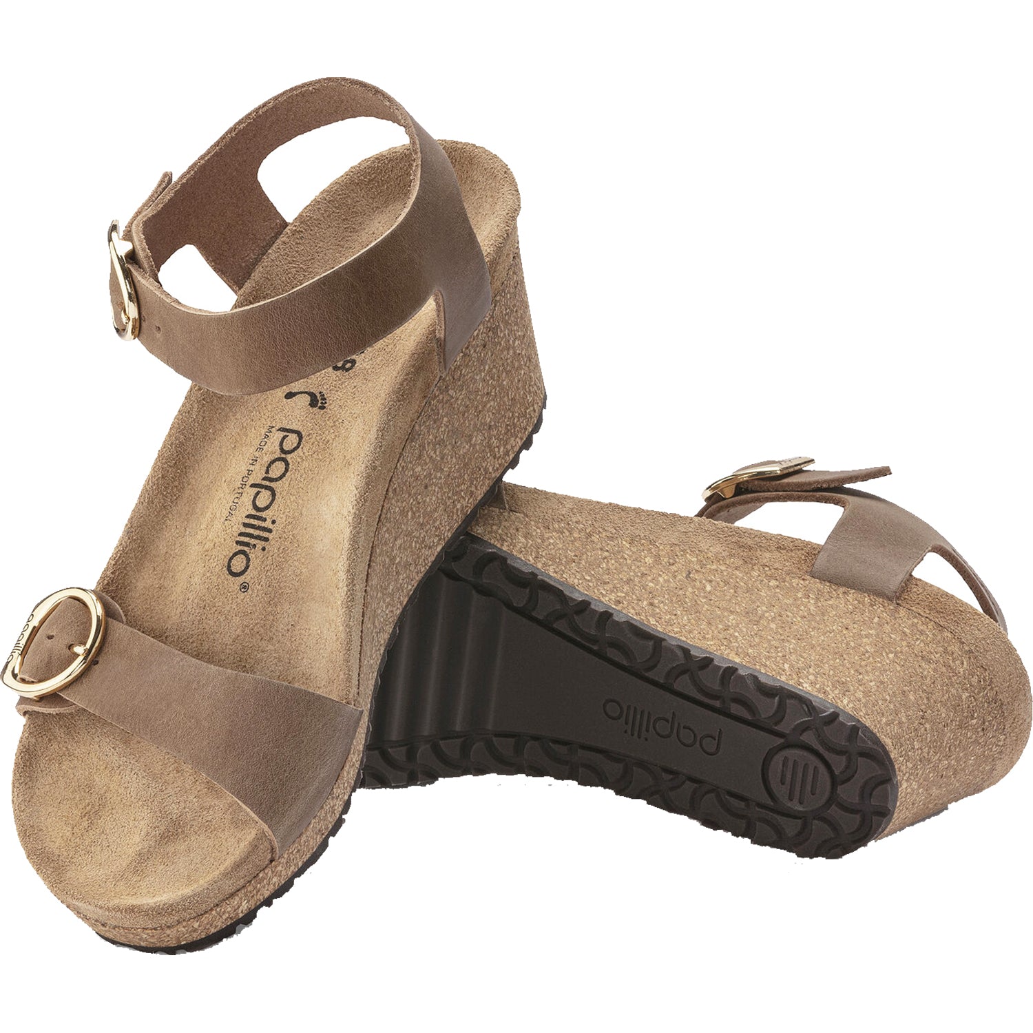 Birkenstock Papillio Soley Women's Wedge Sandals Cognac Nubuck