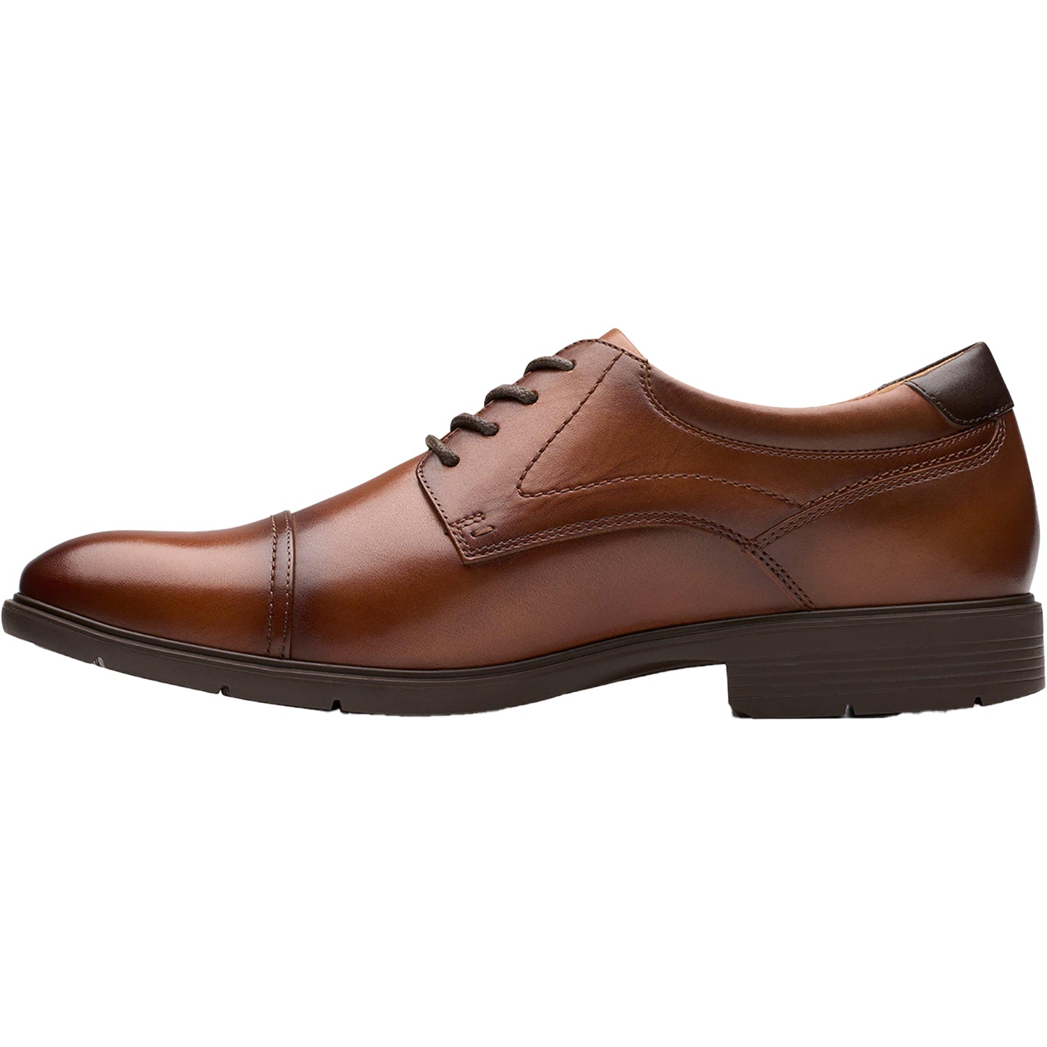 Clarks Eldredge Cap Men's Dress Shoes Dark Tan Leather