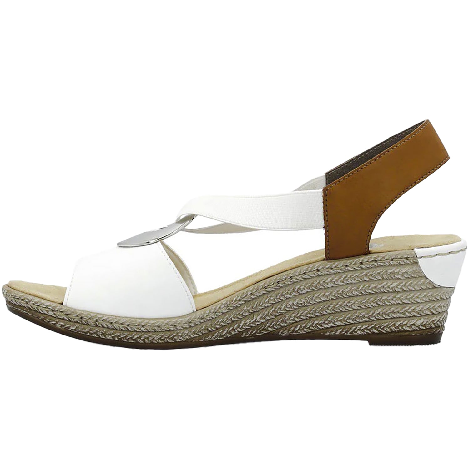 Rieker 624H6-81 Fanni Women's Wedge Sandals Weiss/Cayenne Alabama/Eagle Synthetic