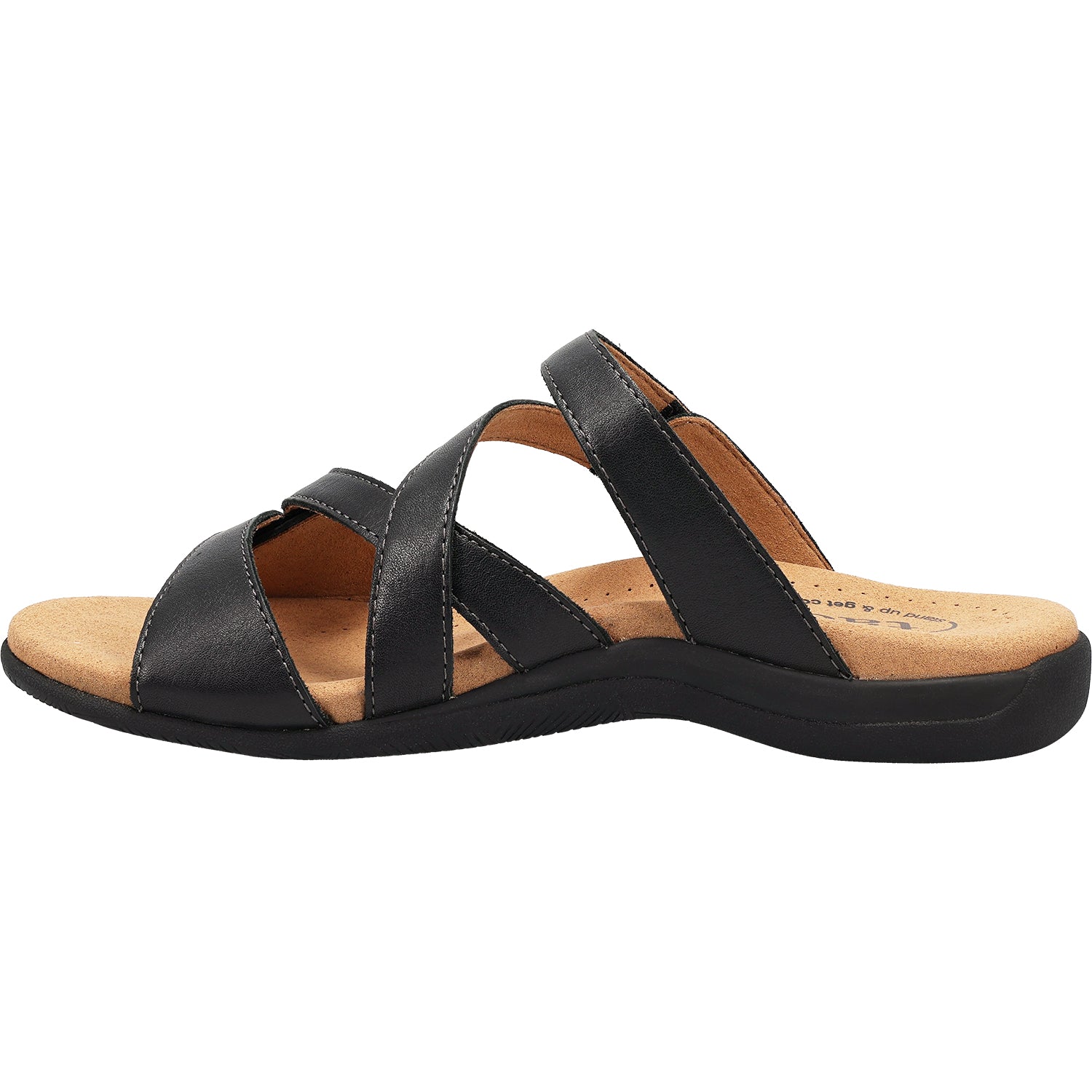 Taos Double U Women's Slide Sandals Black Leather