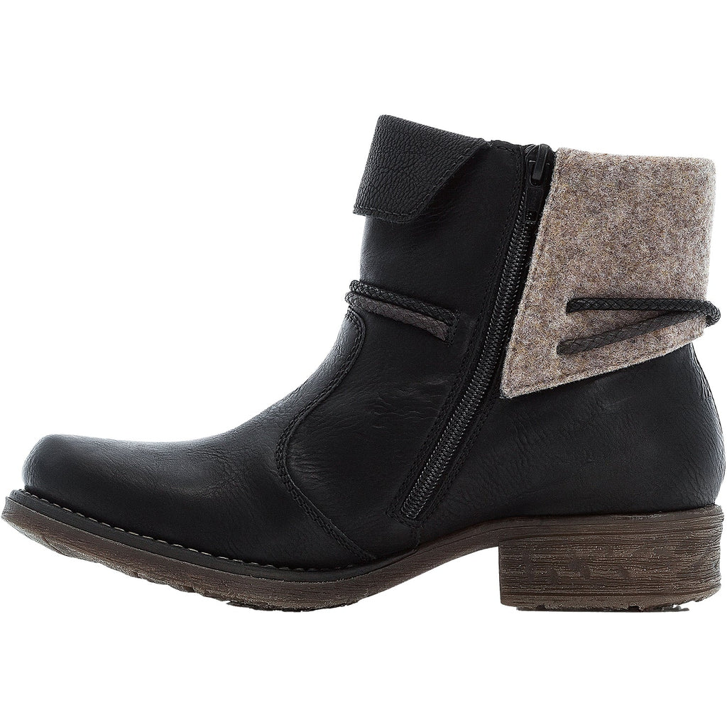 Rieker 79693-00 Women's Boots Schwarz/Schwarz/Wood Synthetic