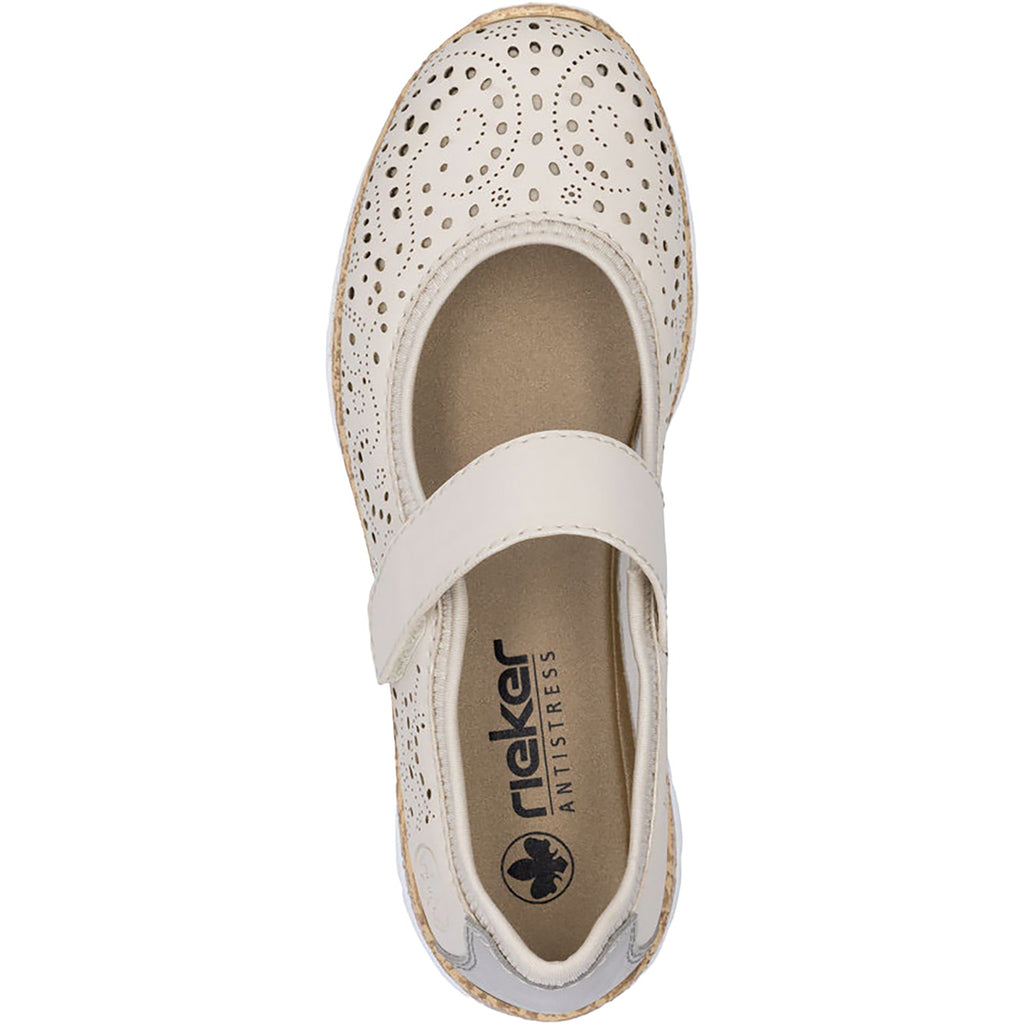 Rieker N4299-60 Stretch Women's Shoes Perle/Cement/Cream