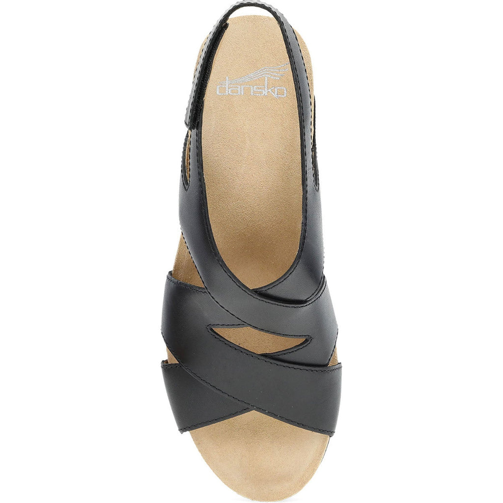 Dansko Shyla Women's Wedge Sandals Black Burnished Nappa Leather