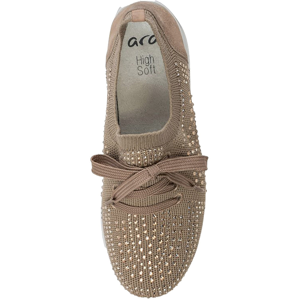 Ara Lisbon Lace Wovenstretch With Sparkle Women's Athletic Athleisure Shoes Lace Up Shoes Sand