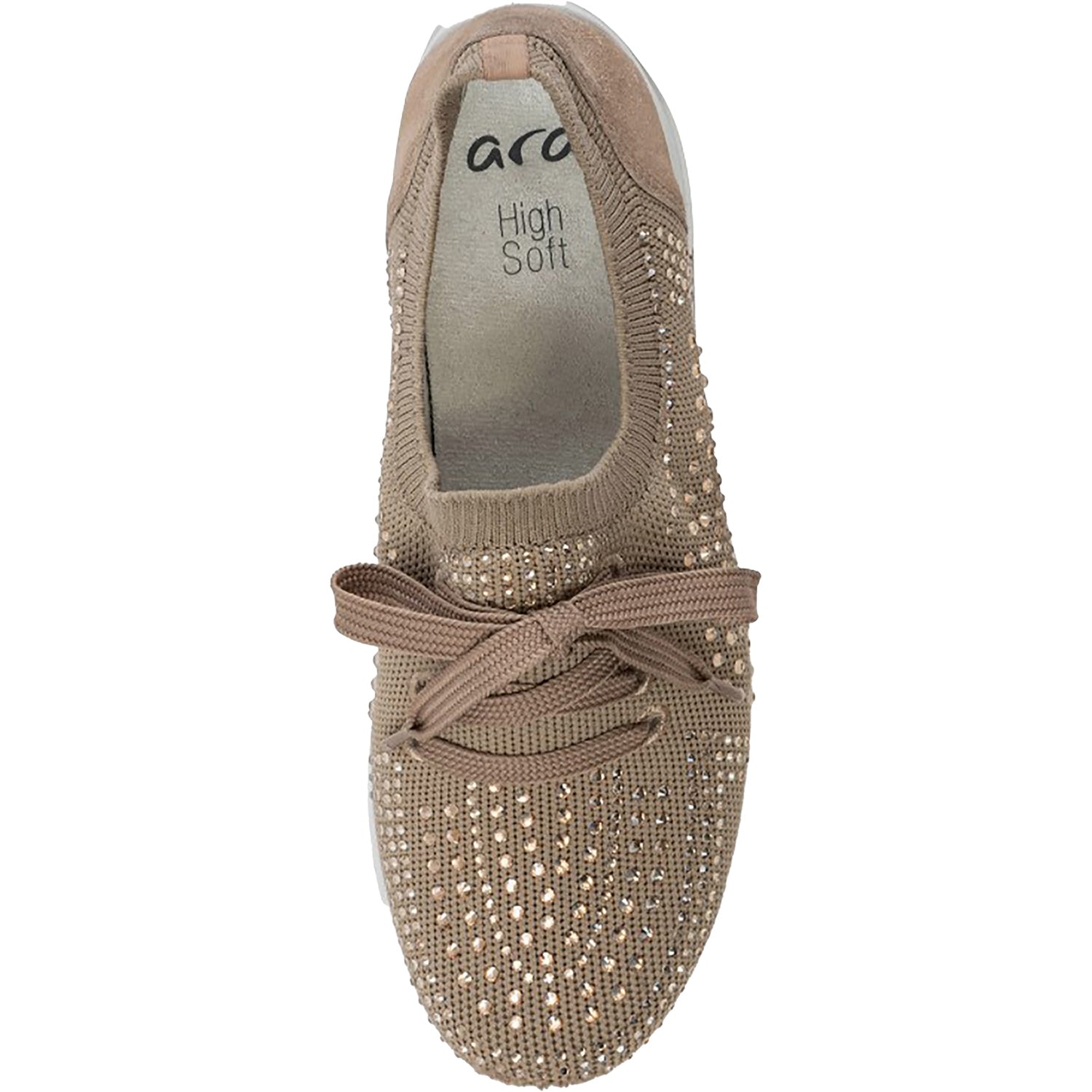 Ara Lisbon Lace Wovenstretch With Sparkle Women's Athletic Athleisure Shoes Lace Up Shoes Sand
