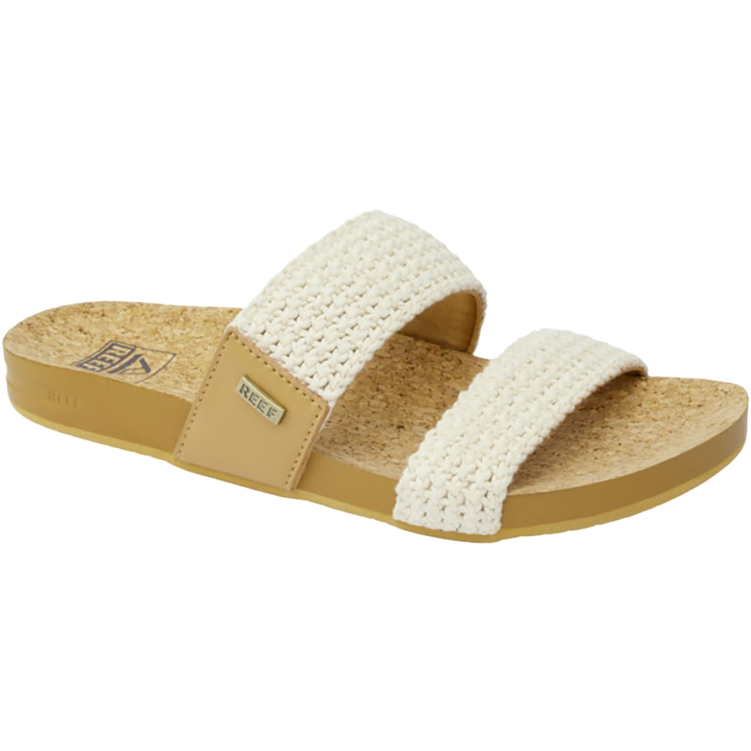 Reef Cushion Vista Women's Slide Sandals Natural Crochet Textile Synthetic