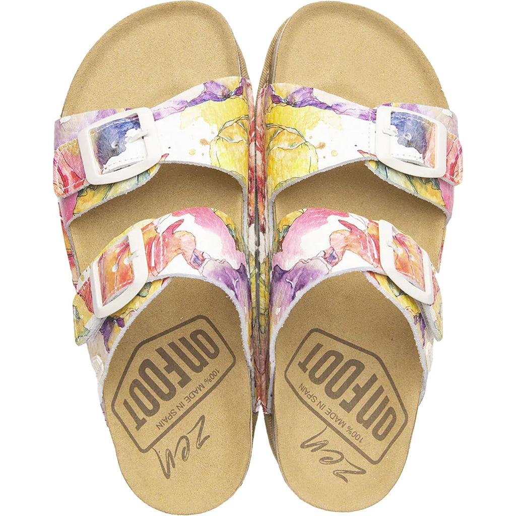On Foot 1110 Aurora Women's Wedge Sandals Flowers Leather