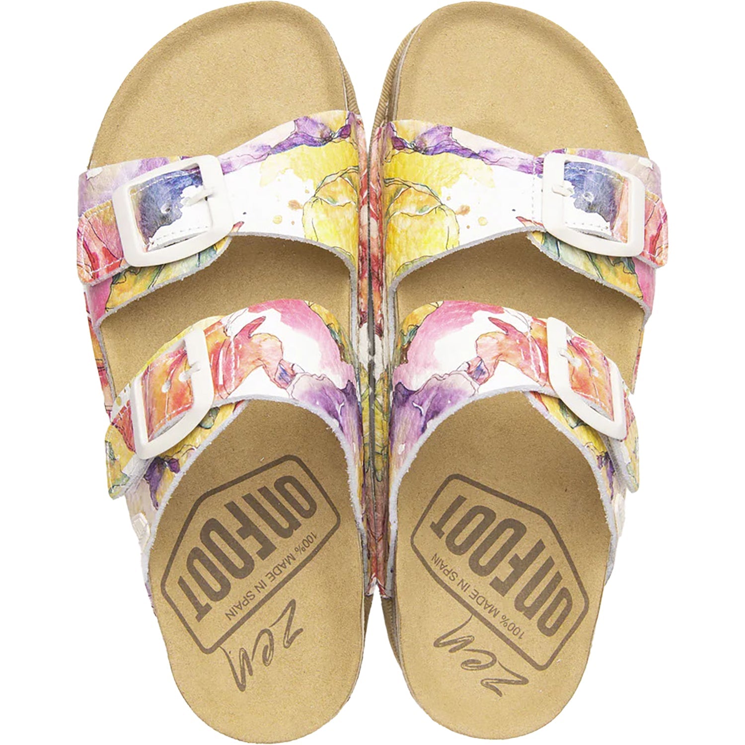 On Foot 1110 Aurora Women's Wedge Sandals Flowers Leather
