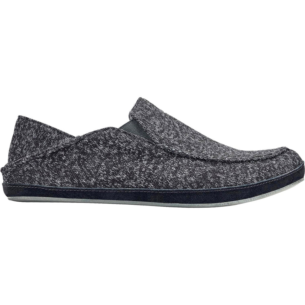 OluKai Moloa Hulu Men's Slippers Black/Black Knit Fabric