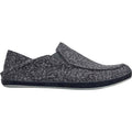 OluKai Moloa Hulu Men's Slippers Black/Black Knit Fabric