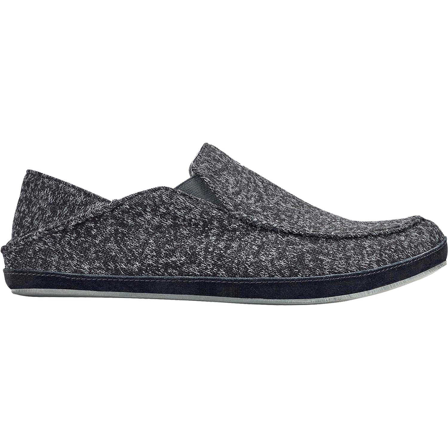 OluKai Moloa Hulu Men's Slippers Black/Black Knit Fabric