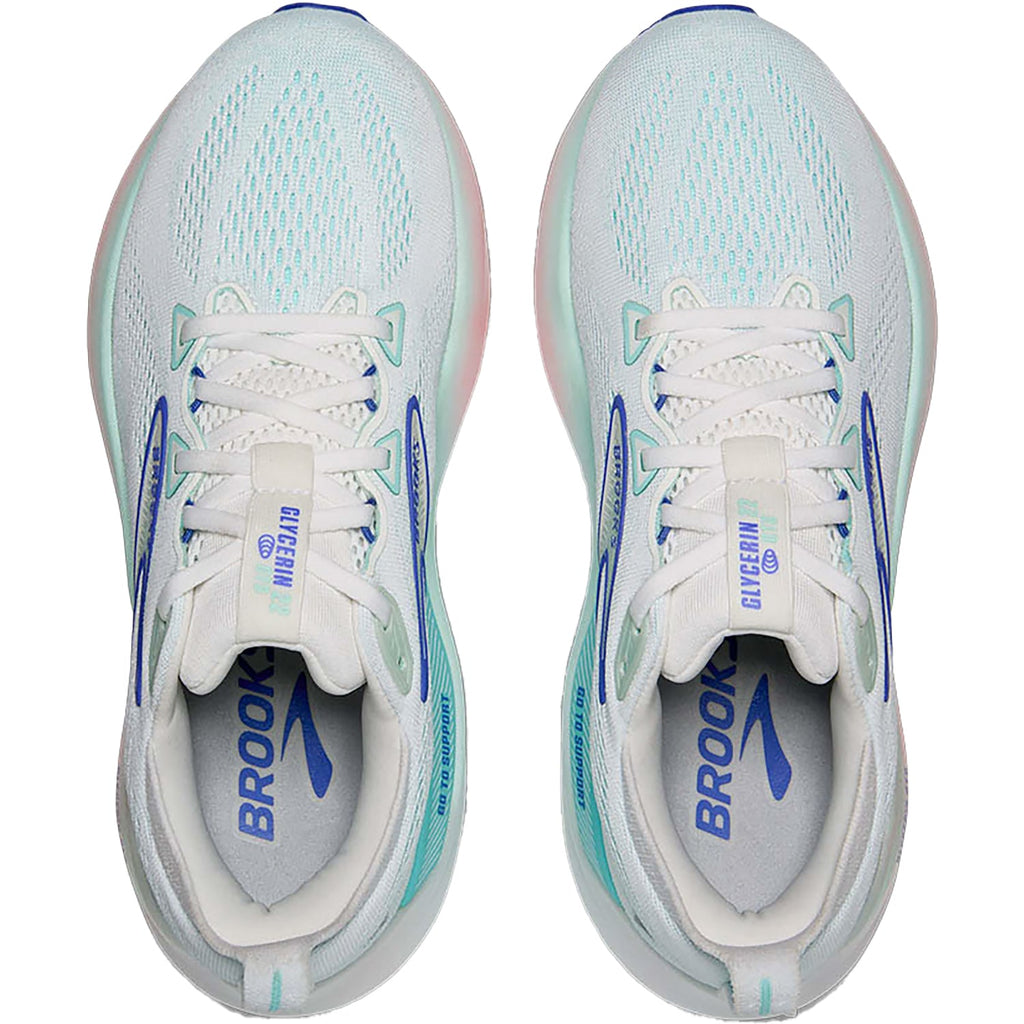 Brooks Glycerin GTS 22 (Neutral Support) (Stability Support) Women's Athletic Shoes White/Limpet Shell/Amparo Blue Mesh