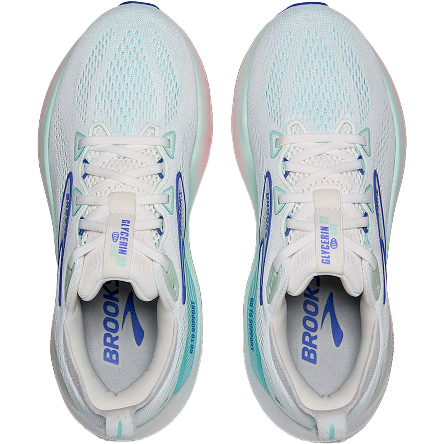 Brooks Glycerin GTS 22 (Neutral Support) (Stability Support) Women's Athletic Shoes White/Limpet Shell/Amparo Blue Mesh