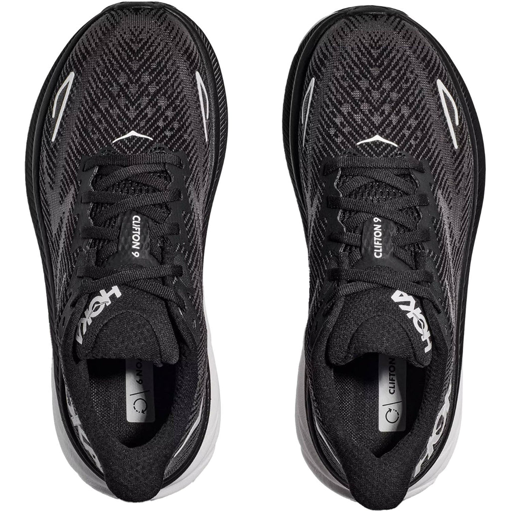 Hoka Clifton 9 (Neutral Support) Women's Road Running Shoes Black/White Mesh