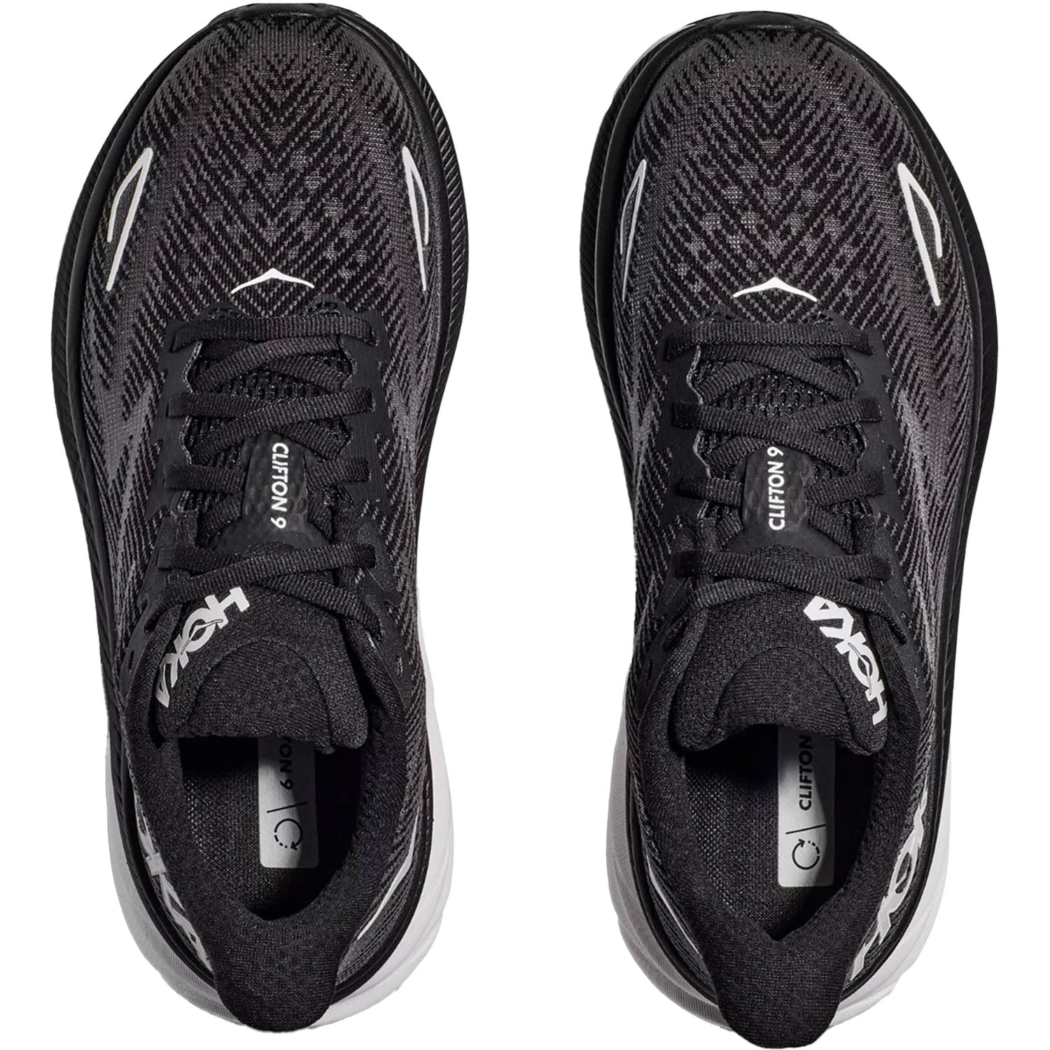Hoka Clifton 9 (Neutral Support) Women's Road Running Shoes Black/White Mesh