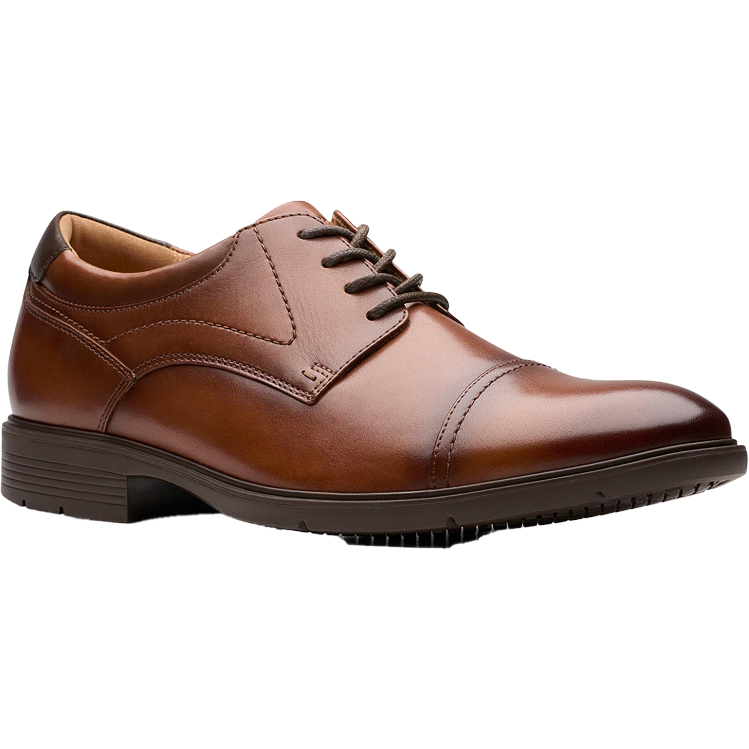 Clarks Eldredge Cap Men's Dress Shoes Dark Tan Leather