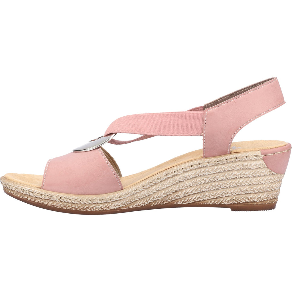 Rieker 624H6-31 Fanni H6 Women's Backstrap Sandals Dark Rose Synthetic