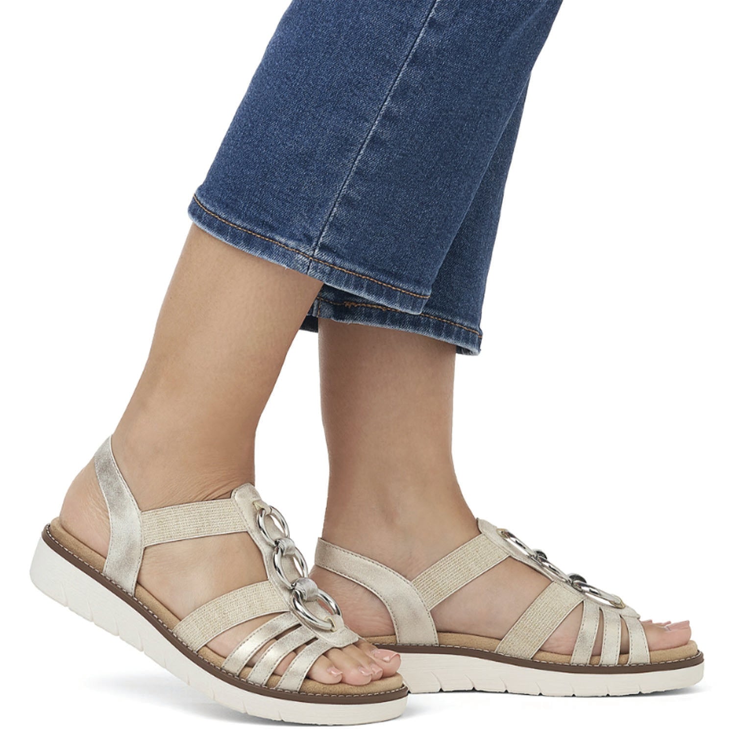 Remonte D20743-60 Women's Sandals Mushce/Beige Gold Synthetic