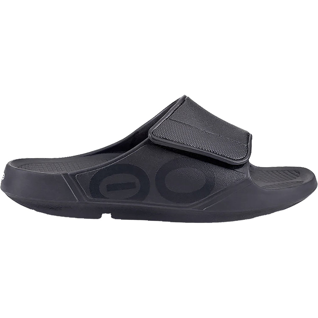 OOFOS OOahh Sport Flex Unisex Recovery Slide Sandals Black Synthetic