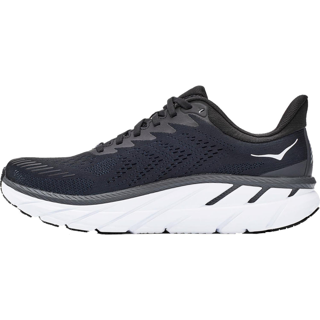 Hoka Clifton 7 Men's Running Shoes Black/White Mesh