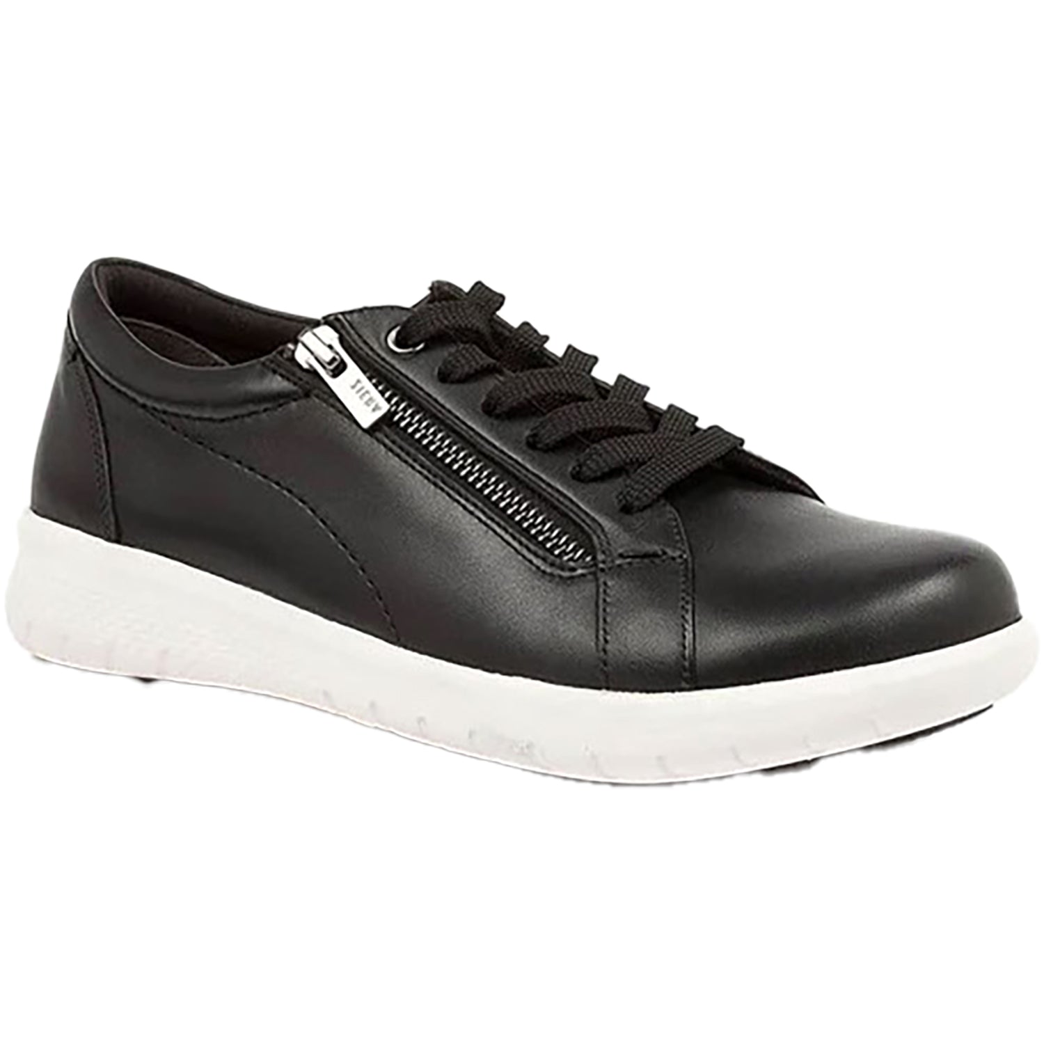 Ziera Solar with White Sole Women's Sneakers Black With White Sole Leather