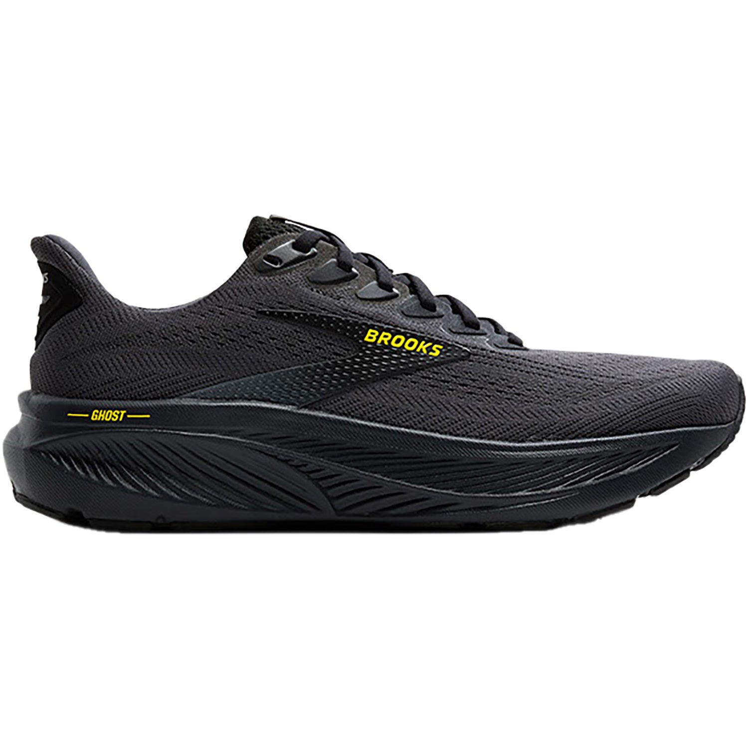 Brooks Ghost 17 (Neutral Support) Men's Running Shoes Ebony/Black/Yellow Mesh