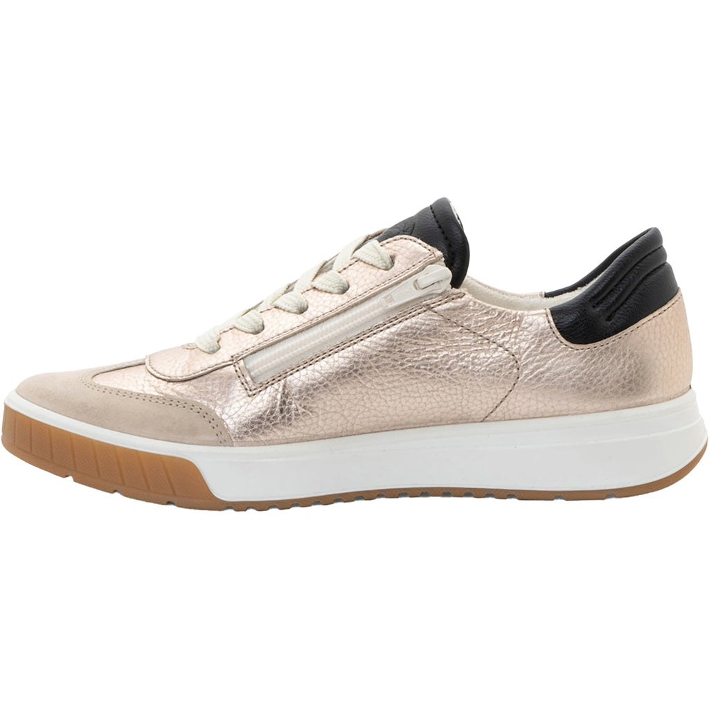 Ara Rhodes Women's Sporty Lace Up Shoes Sand Metallic Leather/Shell Suede