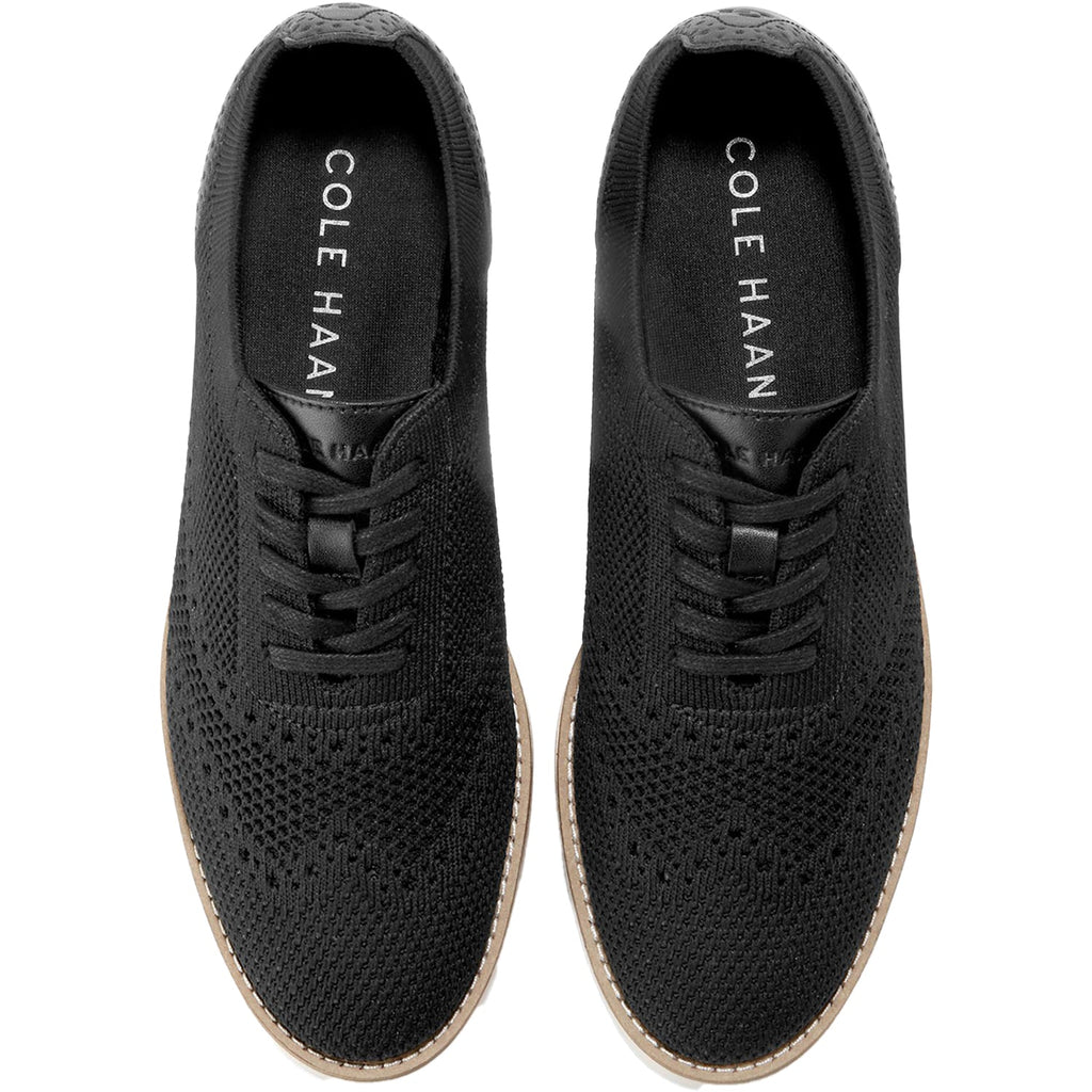 Grand City Platform Stitchlight Women's Sporty Lace Up Shoes Black Knit