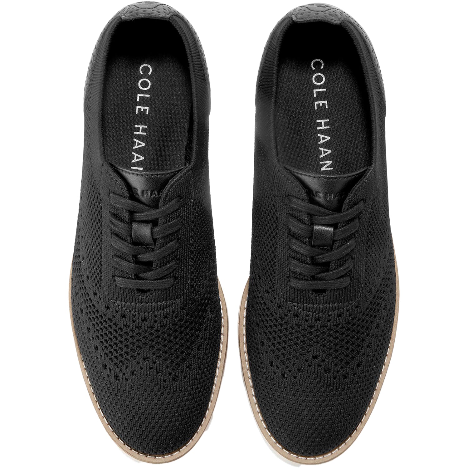 Grand City Platform Stitchlight Women's Sporty Lace Up Shoes Black Knit