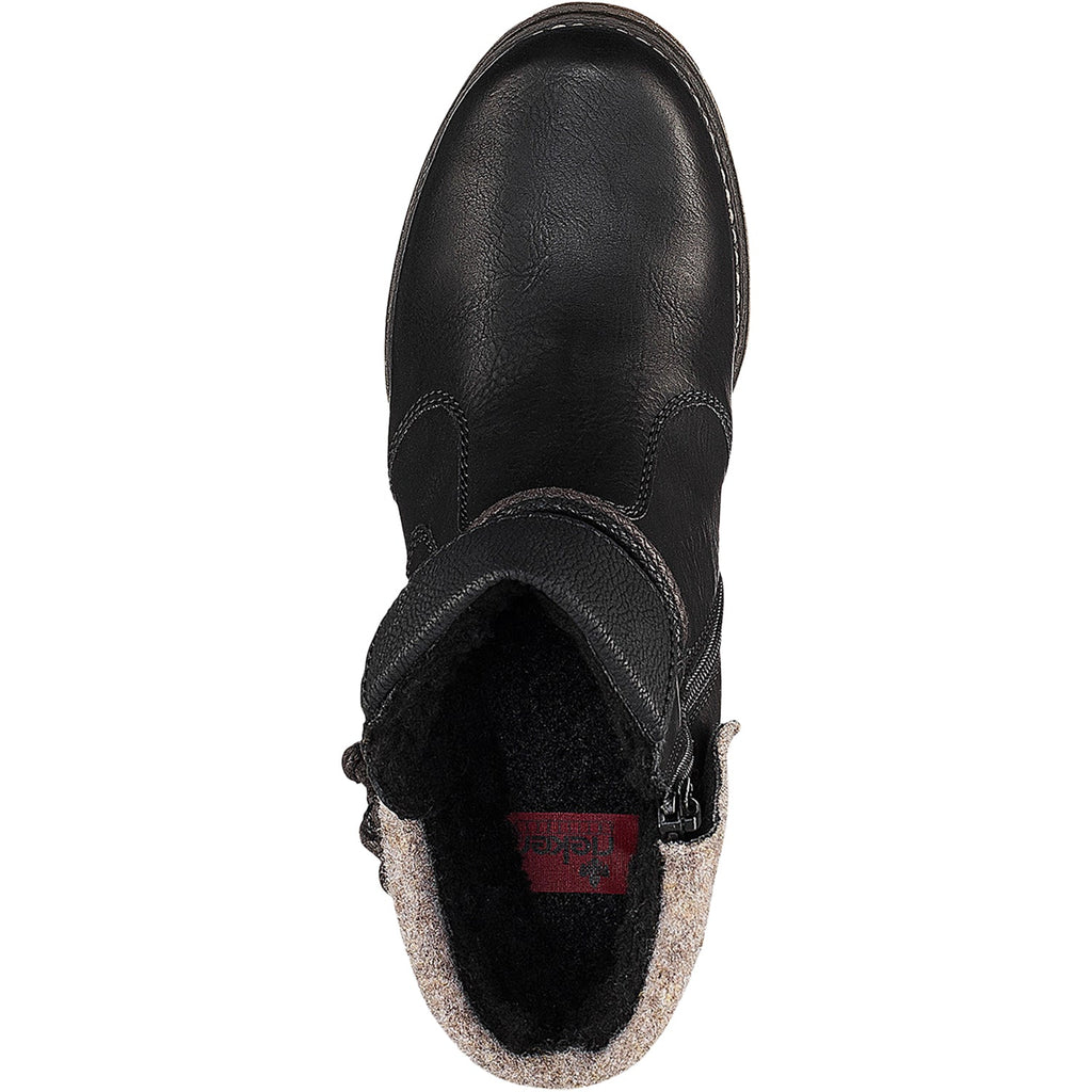 Rieker 79693-00 Women's Boots Schwarz/Schwarz/Wood Synthetic