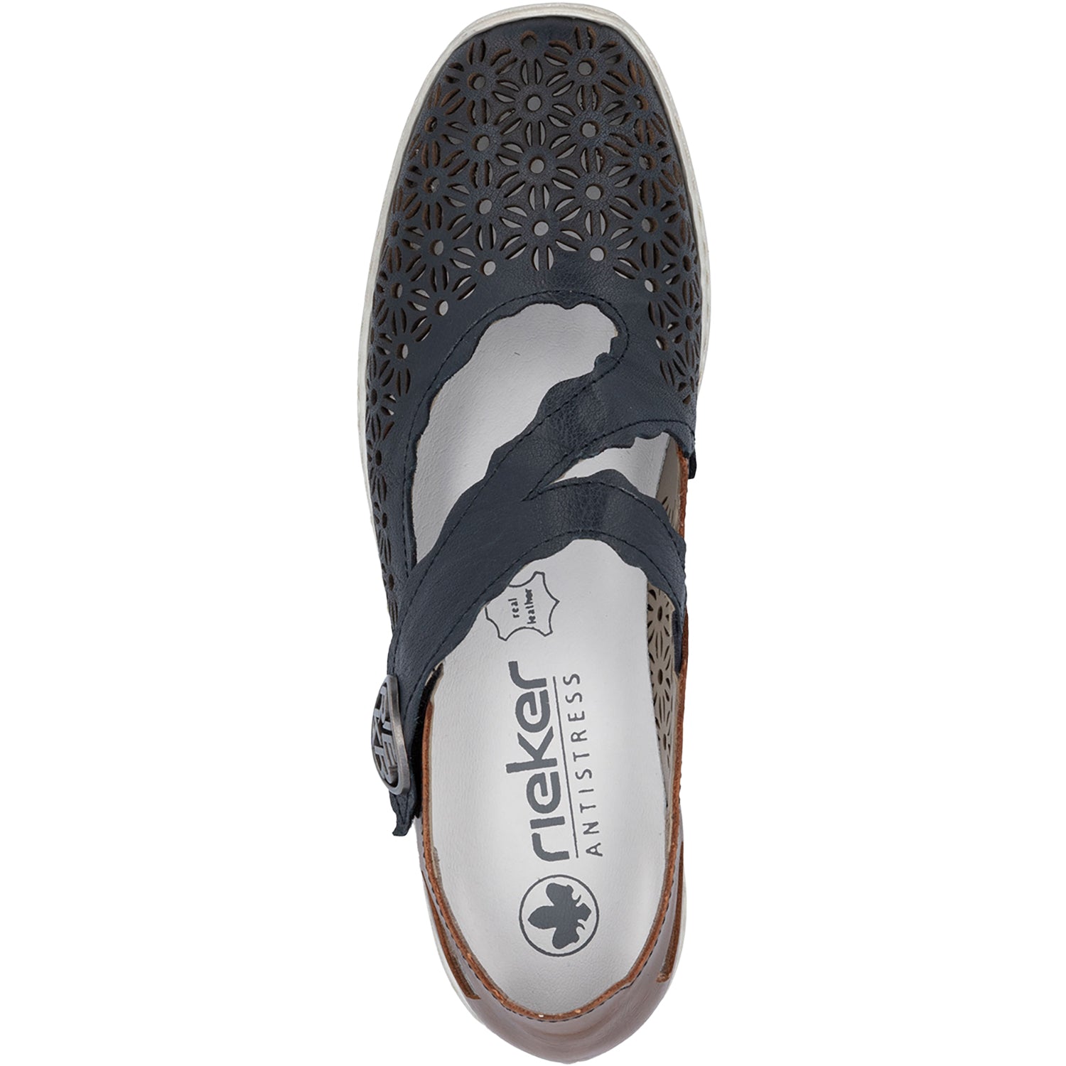 Rieker 413G4-14 Women's Mary Janes Traditional Pazifik/Mogano Leather