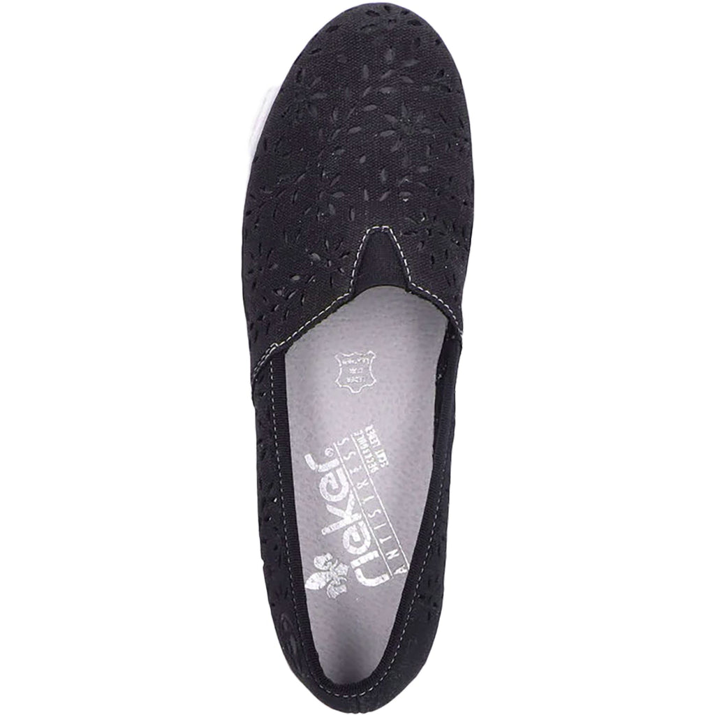 Rieker N0955-00 Edna 55 Women's Slip Ons Black Synthetic