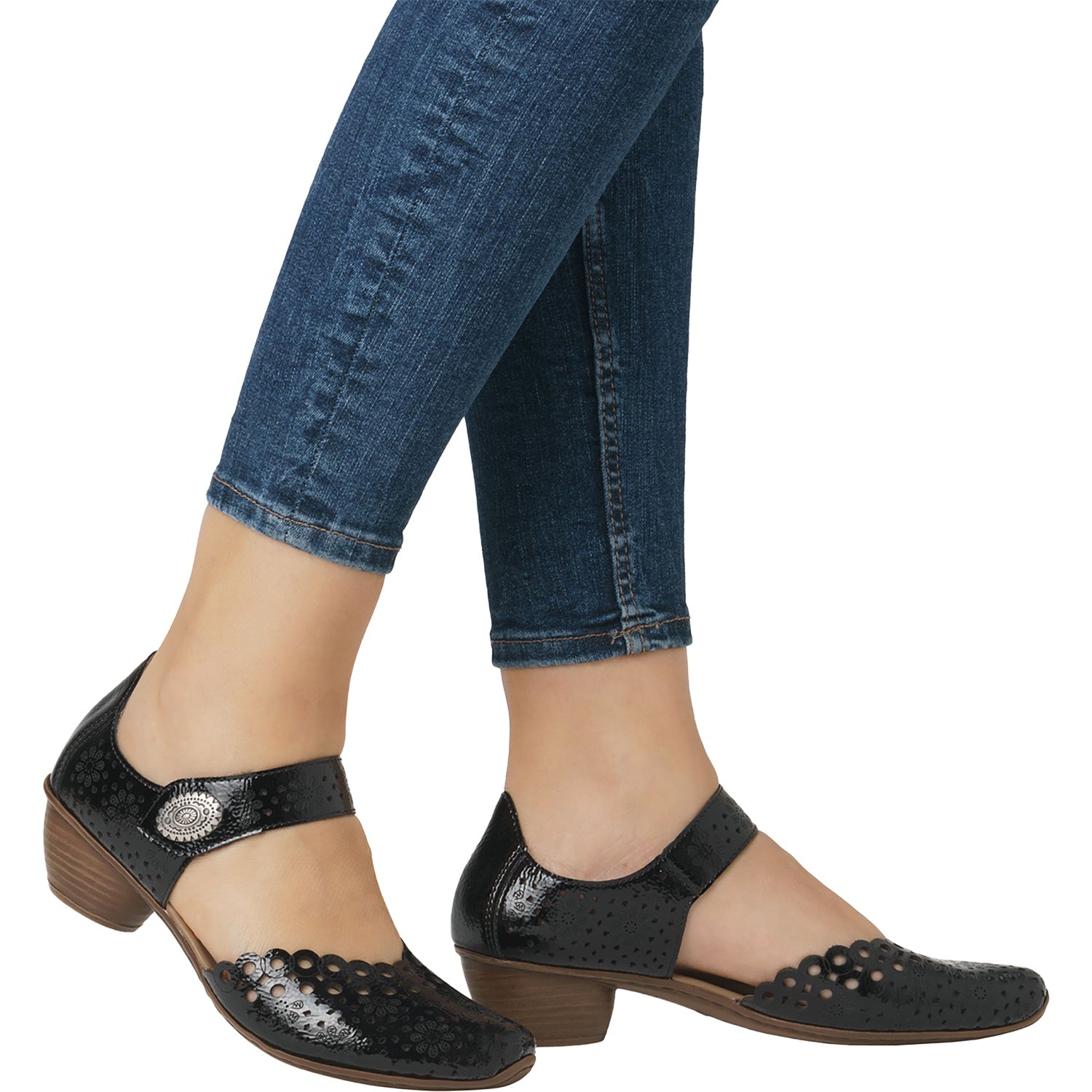Rieker 43753-02 Mirjam 53 Women's Dressy Mary Janes Nero/Black Leather