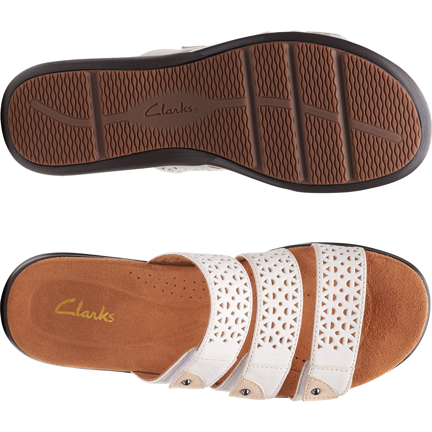 Clarks Kitly Walk Women's Slide Sandals White Leather