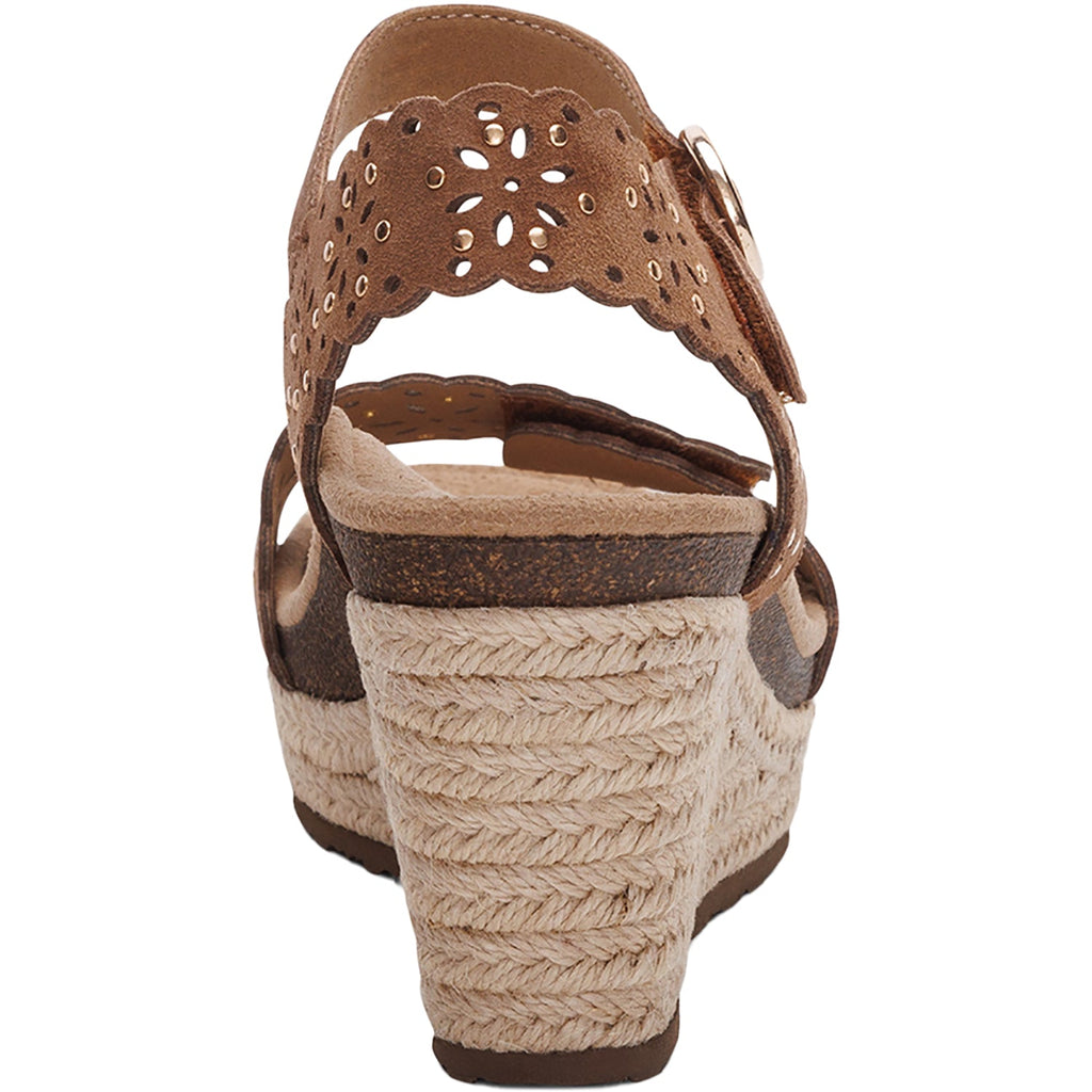 Aetrex Sydney Women's Wedge Sandals Scotch Cutout Suede