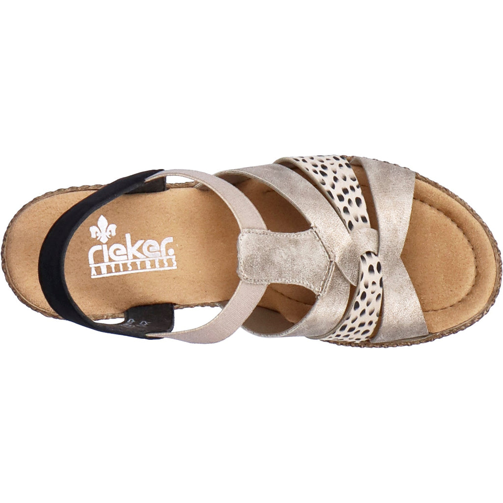 Rieker 665K3-60 Rabea K3 Women's High Heel Sandals Beige/Black Synthetic