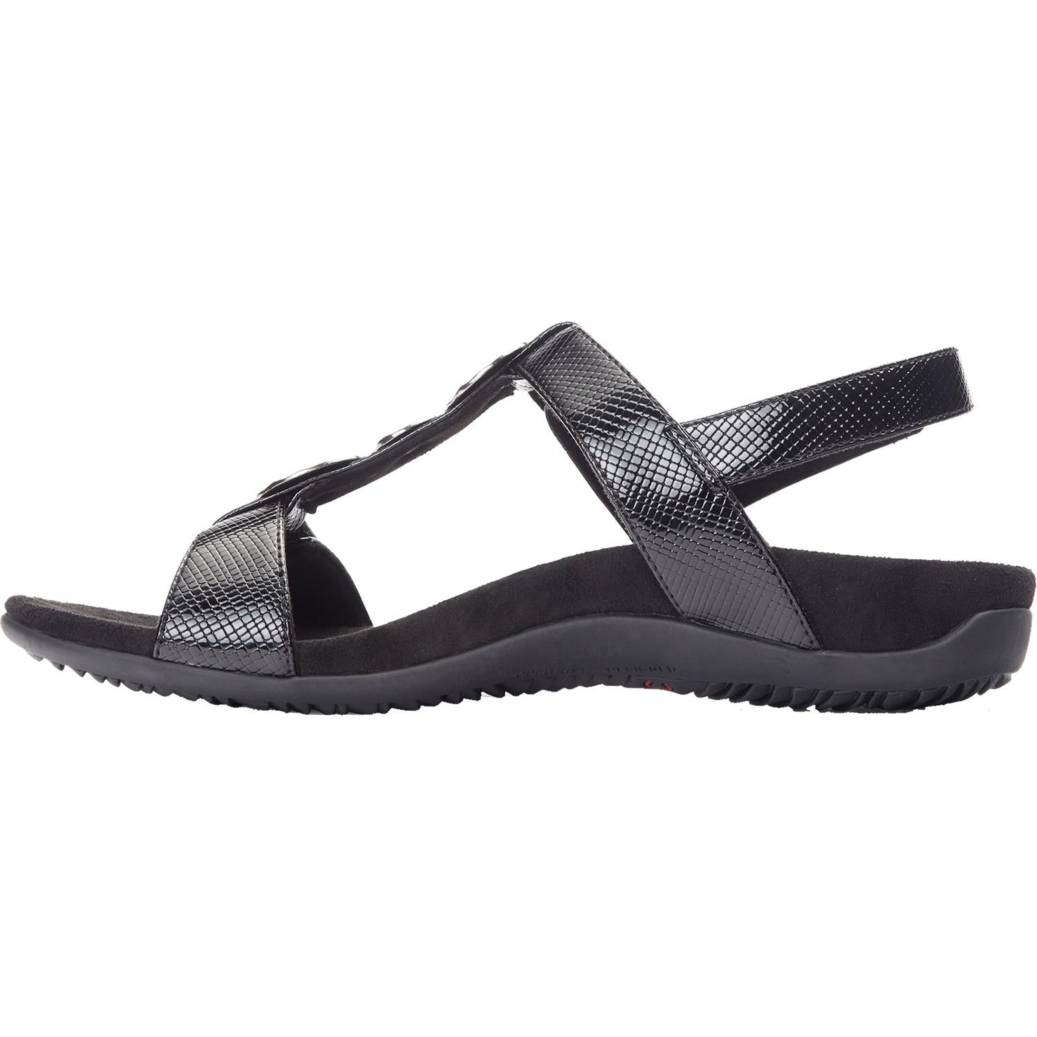 Vionic Farra Lizard Women's Backstrap Sandals Black Faux Leather