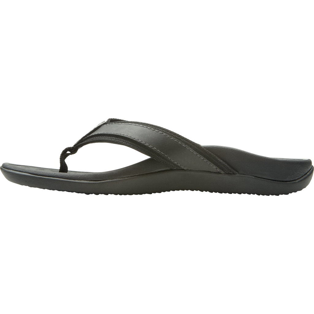 Vionic Tide Men's Flip Flopss Black Leather