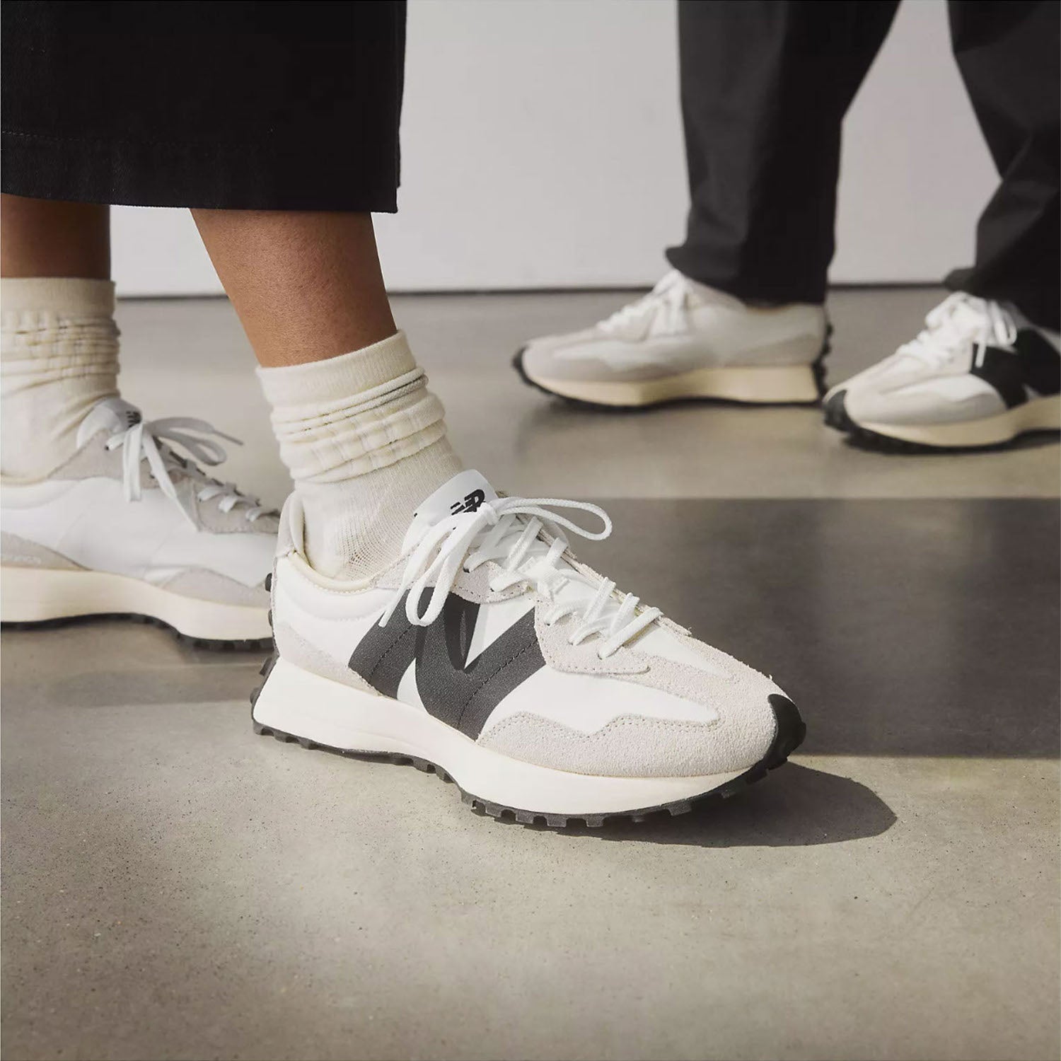 New Balance WS327FE Women's Athletic Shoes Sea Salt/White/Black Suede