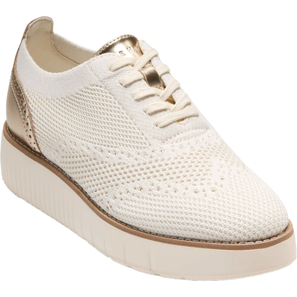 Grand City Platform Stitchlight Women's Sporty Lace Up Shoes Ivory Knit