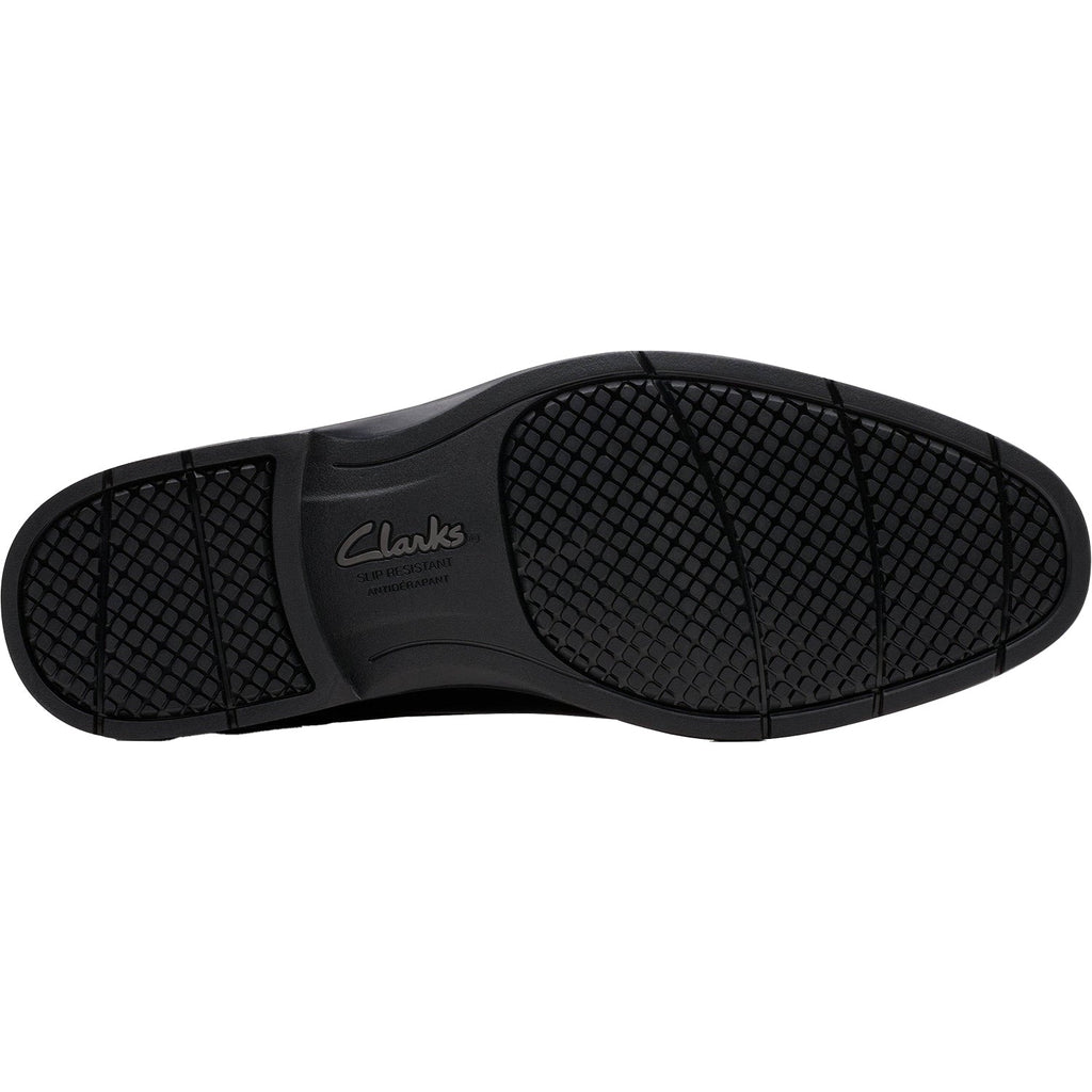 Clarks Eldredge Cap Slip Resistant Men's Dress Shoes Black Leather